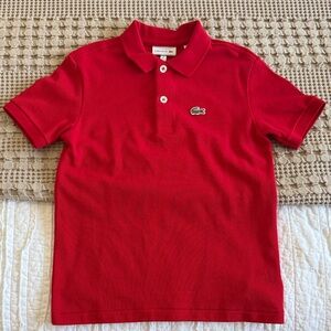 Lacoste Boys' Red Short-Sleeve Polo with Crocodile Logo